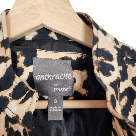 Anthracite by Muse Women's leopard print zip up jacket /blazer size 6 - Picture 4 of 6